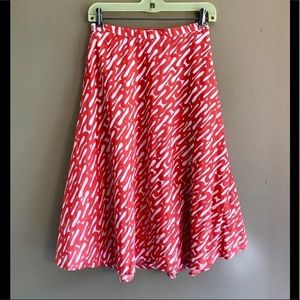 Chico’s Size O Orange & White Lined Flare Skirt 🍊